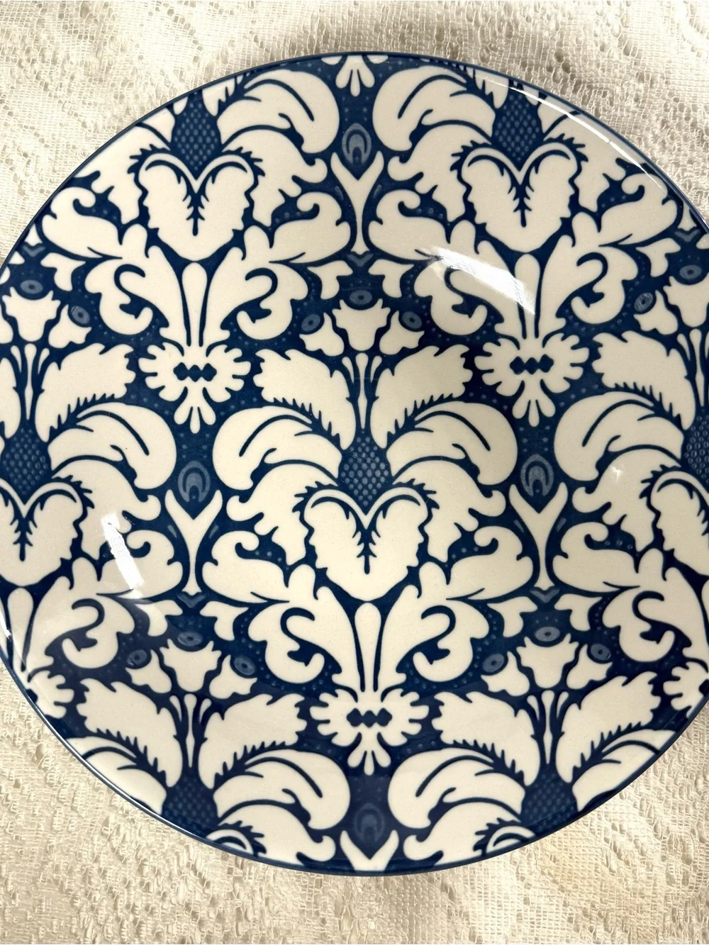 Certified International Blue and White Ornate Ceramic Bowl Set